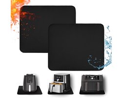 Tolvia Hittebestendige Matten - 2 Stuks – 38 x 46 cm - Vuurvaste Onderleggers tot 550°C - Antislip Beschermmat voor Airfryer, Koffiezetapparaat, Oven en Keukenapparatuur - Zwart