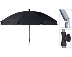 Tom Strandparasol 250 Cm Polyester/aluminium Zwart/zilver