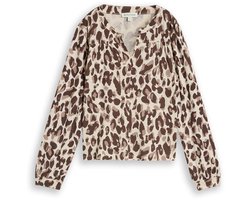 Tom Tailor - Blouse-T-shirt met patroon - Maat XL - brown beige leo print