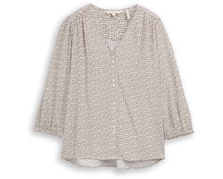 Tom Tailor - Blouse van viscose - Maat 34 - soft taupe geometric minimal
