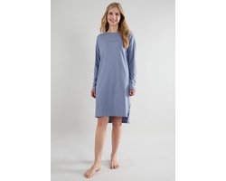 TOM TAILOR Charlotte Dames Nachthemd - lange mouwen - 100% katoen - Blauw