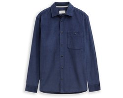 Tom Tailor - Comfort fit corduroy overhemd met borstzak - Maat L - ocean blue