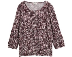 Tom Tailor - Crinkle blouse met patroon - Maat L - dark red abstract dot design