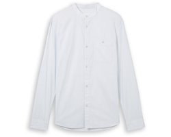 Tom Tailor Denim - Basic fit overhemd met opstaande kraag - Maat S - light herringbone structure