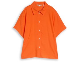 Tom Tailor Denim - Boxy Fit blouse met linnen - Maat XXL - Fiery Orange