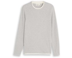 Tom Tailor Denim - Gebreide trui in 2-in-1-look - Maat XXL - Light Stone Grey Melange