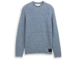 Tom Tailor Denim - Gebreide trui in gemêleerde look - Maat XS - denim blue white mouline