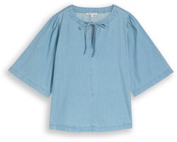 Tom Tailor Denim - Jeansblouse met strikdetail - Maat XL - Clean Light Stone Blue Denim