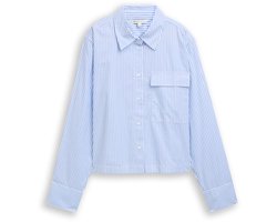 Tom Tailor Denim - Katoenen overhemdblouse met boxy pasvorm - Maat XXL - blue white strripe