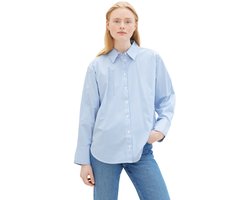 Tom Tailor Denim - Losvallend overhemd met strepen - Maat L - blue white strripe