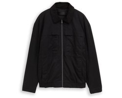 Tom Tailor Denim - Relaxed fit jasje met corduroy kraag - Maat S - Black