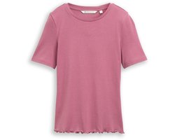 Tom Tailor Denim - Slim fit T-shirt met borduursel - Maat XXL - dusty berry