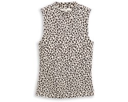 Tom Tailor Denim - Slim fit top met opstaande kraag - Maat L - beige brown leo print