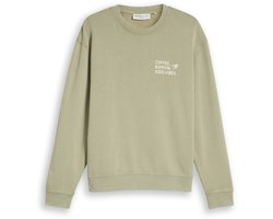 Tom Tailor Denim - Sweatshirt met print in relaxte pasvorm - Maat L - dark sage green