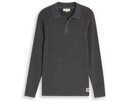 Tom Tailor - Gebreid poloshirt in washed-look - Maat M - Tarmac Grey