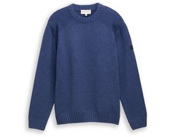 Tom Tailor - Gebreide trui met ribdetails - Maat M - ocean blue melange