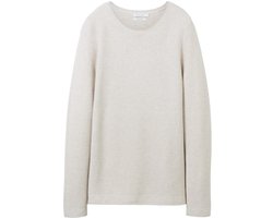 Tom Tailor - Gebreide trui van katoen - Maat XL - dusty alabaster melange