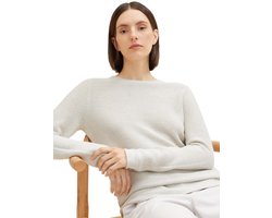 Tom Tailor - Gebreide trui van katoen - Maat XXXL - dusty alabaster melange