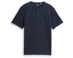 Tom Tailor - Henley T-shirt in gemêleerde look - Maat XXXL - white navy inject stripe