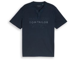 Tom Tailor - Henley-T-shirt in used-look - Maat M - sky captain blue