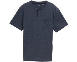 Tom Tailor Henley T-shirt met borstzak S sky captain blue white melange