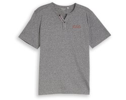 Tom Tailor - Henley T-shirt met fijne streepjes - Maat XL - white tarmac grey fine stripe