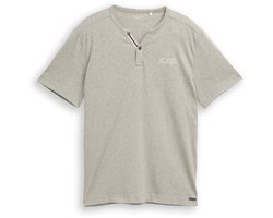 Tom Tailor - Henley T-shirt met fijne streepjes - Maat XXL - shadow olive fine stripe
