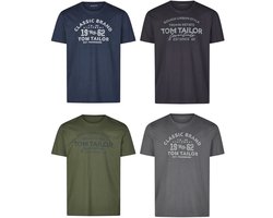 Tom Tailor Heren T-Shirt Tom Tailor 4 Pack regular fit Veelkleurig L Ronde Hals Volwassenen