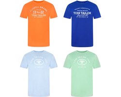 Tom Tailor Heren T-Shirt Tom Tailor 4 Pack regular fit Veelkleurig M Ronde Hals Volwassenen Opdruk Print Shirts