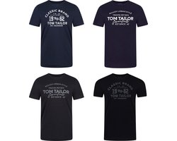 Tom Tailor Heren T-Shirt Tom Tailor 4 Pack regular fit Veelkleurig XL Ronde Hals Volwassenen t shirt heren met print