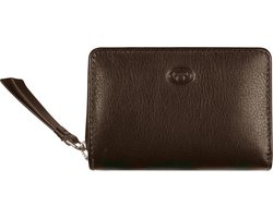 TOM TAILOR Leren Portemonnee Jemy Small Zip Wallet Dark Brown Donkerbruin