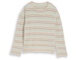 Tom Tailor - Loose fit gebreide trui met streepjesmotief - Maat XXL - mint beige stripe