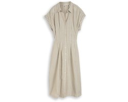 Tom Tailor - Midi-jurk met streepmotief - Maat 40 - olive irregular stripe