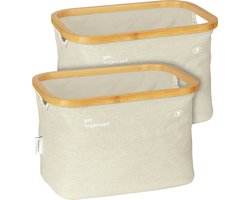 TOM TAILOR Opbergdoos Bamboe Frame Set van 2 Beige Mand Badkamer Organizer Boxen