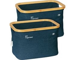 TOM TAILOR Opbergdoos Bamboe Frame Set van 2 Marineblauwe Mand Badkamer Organizer Boxen