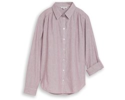 Tom Tailor - Overhemdblouse met omgeslagen boorden - Maat 40 - preppy plum dobby