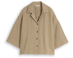 Tom Tailor - Oversized mousseline blouse van katoen - Maat 34 - Silver Olive