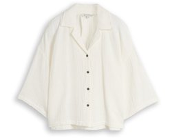 Tom Tailor - Oversized mousseline blouse van katoen - Maat 44 - Whisper White