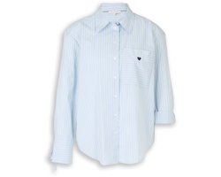 Tom Tailor - Oversized overhemdblouse met hartborduursel - Maat 38 - blue irregular stripe