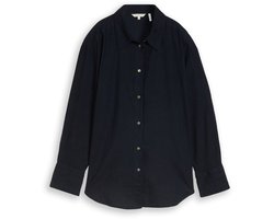 Tom Tailor - Oversized overhemdblouse met linnen - Maat 38 - sky captain blue