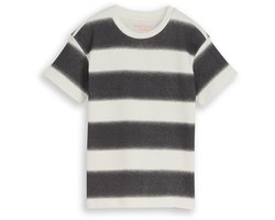 Tom Tailor - Oversized T-shirt met wafelstructuur - Maat 104/110 - off white grey sprayed stripe