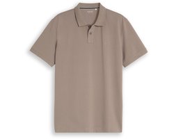 Tom Tailor - Piqué-poloshirt met geborduurd logo - Maat S - Driftwood Taupe