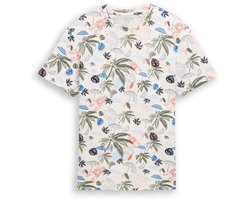 Tom Tailor - Piqué T-shirt met all-over print - Maat XL - off white beach design