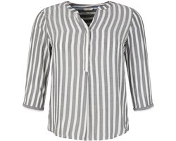 Tom Tailor - Plus Size - Henley-blouse met streepmotief - Maat 54 - offwhite navy vertical stripe