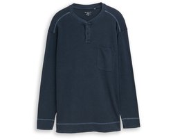 Tom Tailor - Plus Size - Henley-shirt met lange mouwen en wafelstructuur - Maat 4XL - sky captain blue