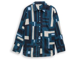 Tom Tailor - Plus Size - Overhemdblouse met patroon - Maat 48 - teal geometric design