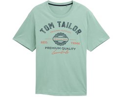 Tom Tailor - Plus Size - T-shirt met logo-print - Maat 3XL - dust green
