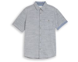 Tom Tailor - Regular fit katoenen overhemd met korte mouwen - Maat L - navy horizontal stripe
