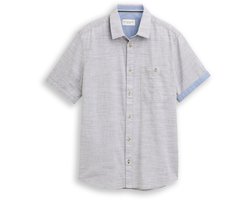 Tom Tailor - Regular fit katoenen overhemd met korte mouwen - Maat XXL - leaf green horizontal stripe