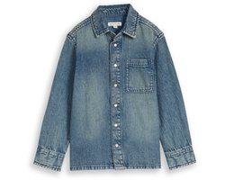 Tom Tailor - Regular fit katoenen spijkeroverhemd - Maat 104/110 - Tinted Blue Denim